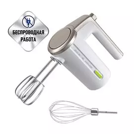 Миксер ручной, Polaris, PHM 2024 CordLess, 200 Вт, 3 скорости, белый