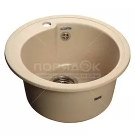 Мойка кухонная врезная, GranFest, Rondo, искусственный мрамор, 443 мм, + сифон, бежевая, GF-R450