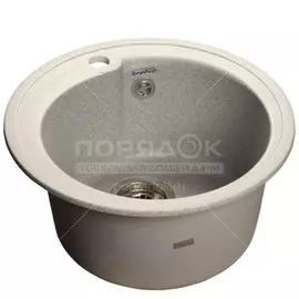 Мойка кухонная врезная, GranFest, Rondo, искусственный мрамор, 443 мм, + сифон, серая, GF-R450