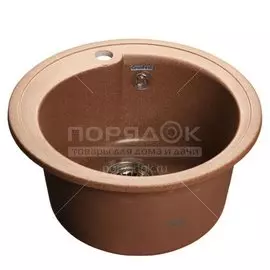 Мойка кухонная GranFest Rondo GF-R450 терракот из искусственного мрамора, с сифоном, 44.3 см