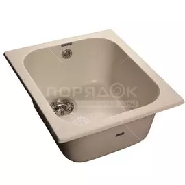 Мойка кухонная врезная, GranFest, Standart, искусственный мрамор, 500х430 мм, + сифон, белая, GF-S430