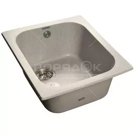 Мойка кухонная GranFest Standart GF-S430 серая из искусственного мрамора, с сифоном, 43х50 см