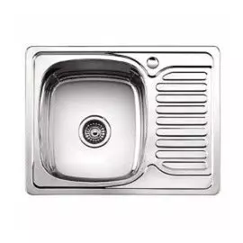 Мойка кухонная накладная, РМС, нержавеющая сталь, 800х600 мм, 0.6 мм, левый + сифон, MG6-8060L