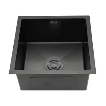 Мойка кухонная врезная, Gappo, вороненая сталь, 440х440 мм, 0.8-3 мм, сифон+корзина, GS4444-6