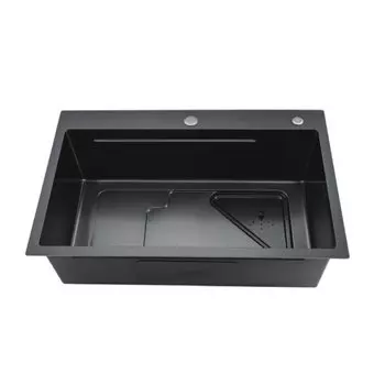 Мойка кухонная врезная, Gappo, вороненая сталь, 720х460 мм, 0.8-3 мм, сифон+корзина, GS7246-6