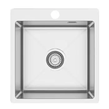 Мойка кухонная врезная, Ukinox, Практика, 450х500х200 мм, комплект: мойка+выпуск+крепежи 8 штук, PRB450.500 -GT10C 0CW & S