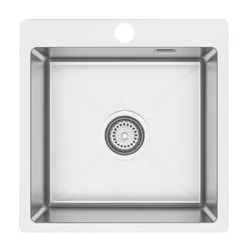 Мойка кухонная врезная, Ukinox, Практика, 500х500х200 мм, комплект: мойка+выпуск+крепежи 8 штук, PRB500.500 -GT10C 0CW & S