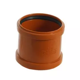 Муфта канализационная 160 мм, РосТурПласт, наружная, соединительная, рыжая, 36696