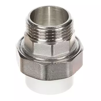 Муфта разъемная полипропилен, d20х3/4", наружная резьба, белая, Valfex