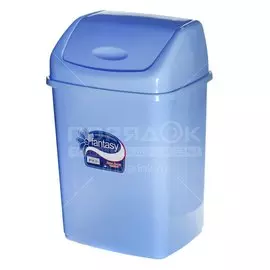 Контейнер для мусора пластик, 18 л, прямоугольный, плавающая крышка, голубой, Dunya Plastik, Sympaty, 09403