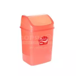 Контейнер для мусора пластик, 5 л, прямоугольный, плавающая крышка, розовый перламутровый, Dunya Plastik, Sympaty, 09401