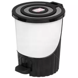 Контейнер для мусора пластик, 8 л, круглый, педаль, белый, Dunya Plastik, 01061