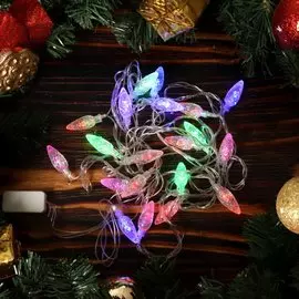 Гирлянда 20 ламп, 3 м, 1 режим, Шишки еловые, свет мультиколор, прозрачная, в помещении, сетевая