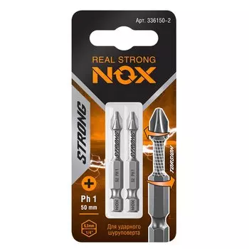 Набор бит Nox, Strong torsion, PH1, 50 мм, 2 шт
