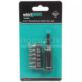 Набор бит для больших нагрузок, Whirlpower, Ph, Pz, 70 мм, 7 шт, блистер