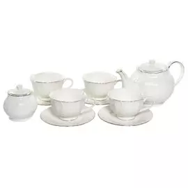 Набор чайный фарфор, 10 предметов, на 4 персоны, 220 мл, чайник 920 мл, сахарница 280 мл, Balsford, Орнелла, 186-45008, подарочная упаковка