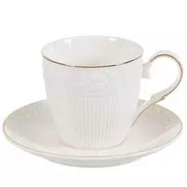 Набор чайный керамика, 2 предмета, на 1 персону, 200 мл, Daniks, Y4-4396, подарочная упаковка, белый