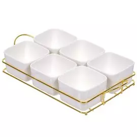 Набор для сервировки, керамика, 300 мл, 6 предметов, бело-золотой, Y4-3556