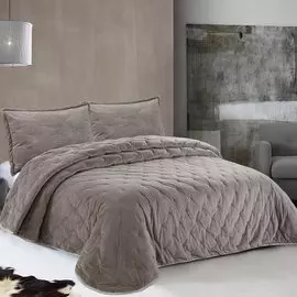 Набор для спальни евростандарт, 240х260 см, 2 наволочки 50х70 см, 100% полиэстер, Silvano, Рахат-лукум, пудрово-бежевый, AI-1603001