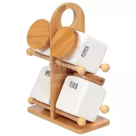 Набор для специй керамика, 27 см, 4 шт, на подставке, белый, Y6-2295