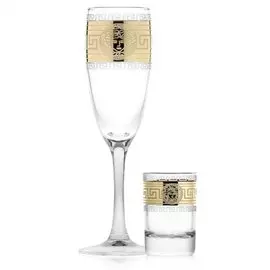 Набор 12 предметов, стекло, бокал для шампанского 170 мл 6 шт, стопка 50 мл 6 шт, Glasstar, Версаль, GN3_1687_22