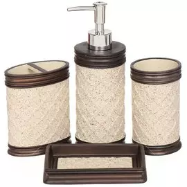 Набор для ванной 4 предмета, Грация, стакан, подставка для зубных щеток, дозатор для мыла, мыльница, Y3-869