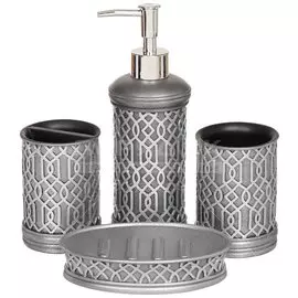 Набор для ванной 4 предмета, Элегант, стакан, подставка для зубных щеток, дозатор для мыла, мыльница, Y3-873
