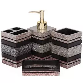 Набор для ванной 4 предмета, Стоун, стакан, подставка для зубных щеток, дозатор для мыла, мыльница, Y3-871