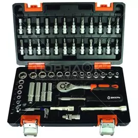 Набор слесарных инструментов Вихрь, 73/6/7/2, 1/4", сталь, кейс, 57 предметов