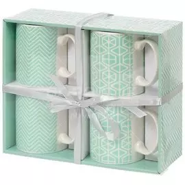 Набор кружек керамических Daniks Бирюза в подарочной упаковке, 4 шт, 350 мл