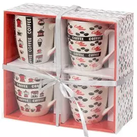 Набор кружек керамических Daniks Кофемания в подарочной упаковке, 4 шт, 340 мл