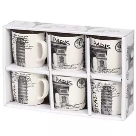 Кружка керамика, 6 шт, 180 мл, Париж города, Y4-2691