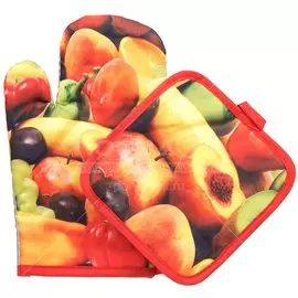 Набор кухонный 2 шт, 26х16 см + 17х17 см (варежка, прихватка), 100% полиэстер, Повар, Y6-1917