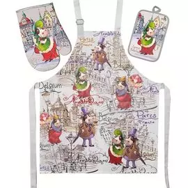 Набор кухонный 2 шт, 60х75 см + 22х14 см (фартук, прихватка), 70% хлопок, 30% полиэстер, Винтаж, НСМ-2