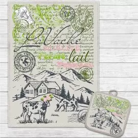 Набор кухонного текстиля, 2 предмета, Винтаж (полотенце, прихватка) 50% хлопок, 50% лен НК-71