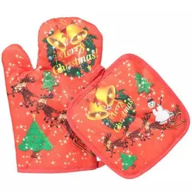 Набор кухонный 2 шт, 16х26 см + 17х17 см (варежка, прихватка), Зимняя сказка, Y3-918