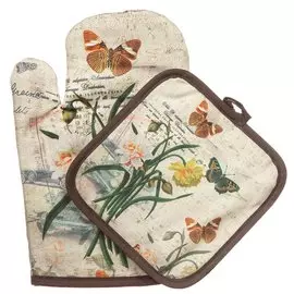 Набор кухонный 2 шт, 26.5х15 см + 17х17 см (варежка, прихватка), 100% полиэстер, В саду, Y3-838