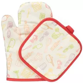 Набор кухонный 2 шт, 26х17 см + 17х17 см (варежка, прихватка), 100% полиэстер, Кухонная утварь, Y3-545