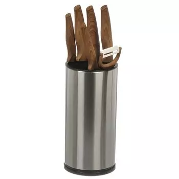 Набор ножей 7 предметов, 20, 20, 20, 12.5, 8.5 см, нержавеющая сталь, рукоятка пластик, с подставкой, акрил, Hoffmann, НМ 6644