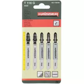Набор пилок для электролобзика, Haisser, T118G, по металлу тонкому цветному, 5 шт, тонкий прямой рез, 2 мм, HS118030