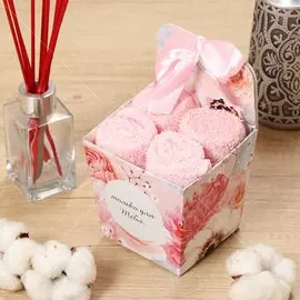 Набор полотенец кухонных 4 шт, 30х30 см, махровый, 100% хлопок, 420 г/м2, Barkas, Только для тебя, светло-розовый, Узбекистан