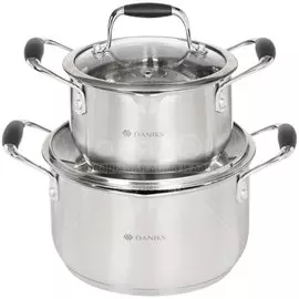 Набор посуды нержавеющая сталь, 4 предмета, кастрюли 2,3.9 л, индукция, Daniks, Монако, SD-A88-4