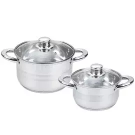 Набор посуды нержавеющая сталь, 4 предмета, кастрюли 1.8,3.8 л, индукция, Mallony, Enigma, 981057