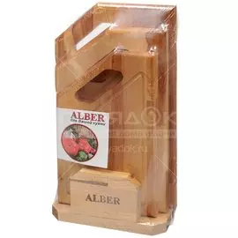 Доска разделочная береза, 38х22х1.8, 34х20х1.8, 30х18х1.8 см, 3 шт, с ручкой, с кровостоком, 80051