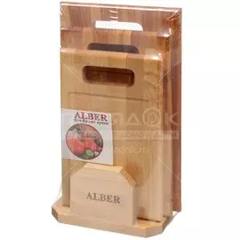 Доска разделочная береза, 38х22х1.8, 34х20х1.8, 30х18х1.8 см, 3 шт, с ручкой, с кровостоком, 80053