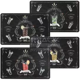 Салфетка для стола пластик, 41х26 см, прямоугольная, 4 шт, Коктейли, 4630055120802