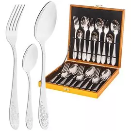 Набор столовых приборов нержавеющая сталь, 18 предметов, подарочная упаковка, Agness, 942-013