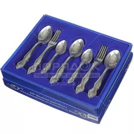 Набор столовых приборов нержавеющая сталь, 36 предметов, с художественной росписью, Павловский завод им. Кирова, Тройка М-3, СН-36М3ХФ1