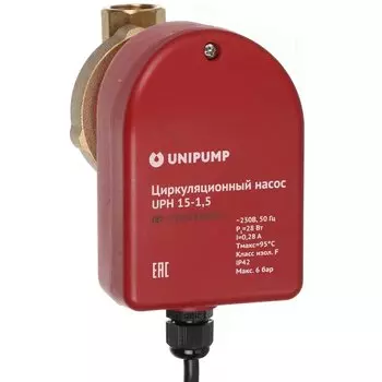 Насос циркуляционный, Unipump, 28 Вт, 1.4 м, 0.6 м/ч, UPН 15-1.5