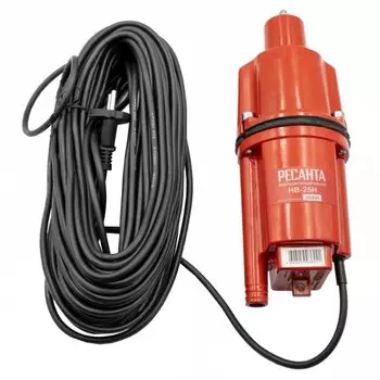 Насос вибрационный, Ресанта, нижний забор, 25 м, 280 Вт, глубина погружения 3 м, максимальный напор 75 м, 1.08 м/ч, НВ-25Н